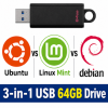 Linux USB Triple Pack (Ubuntu vs Linux Mint vs Debian)